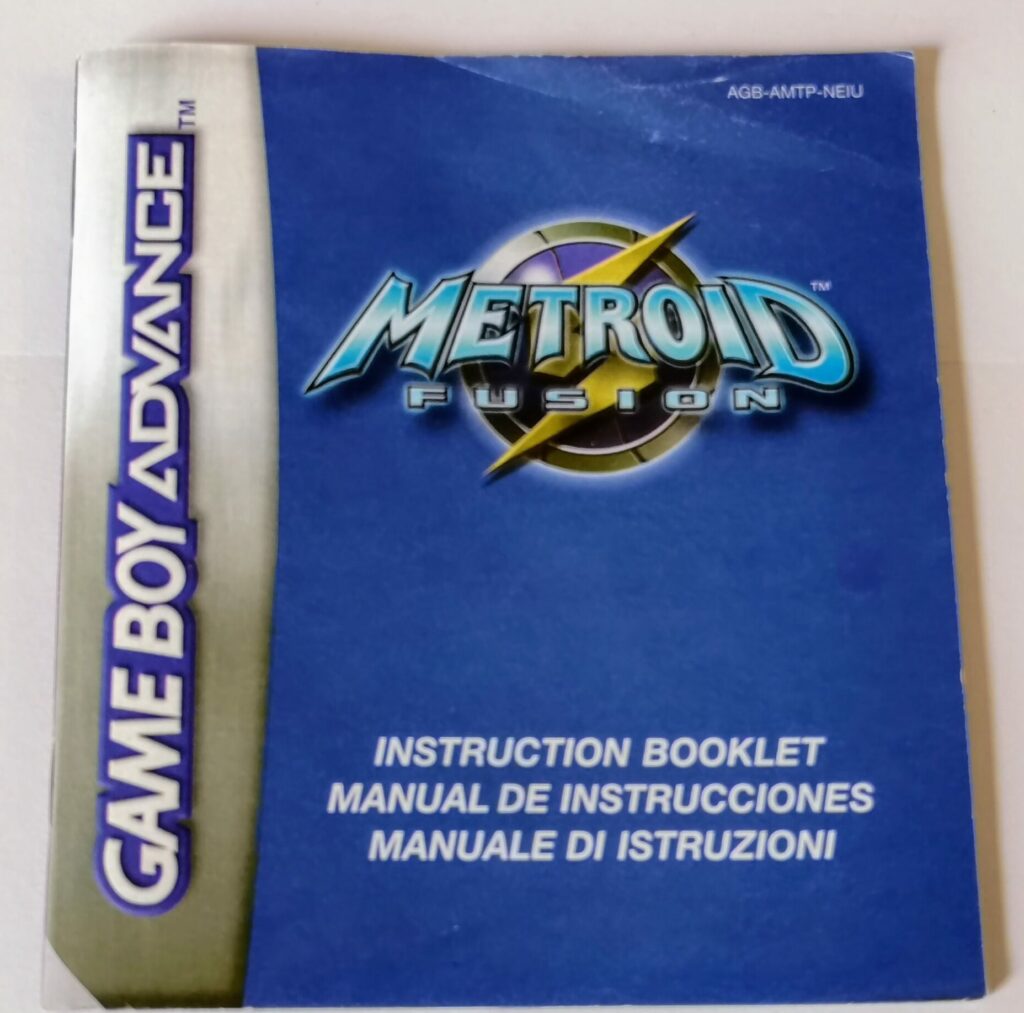 Metroid Fusion (2002 NIntendo Game Boy Advance), dettagli manuale di istruzioni