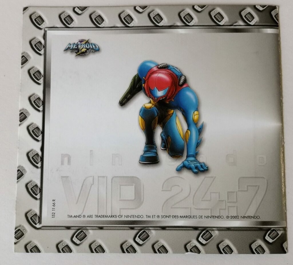 Metroid Fusion (2002 NIntendo Game Boy Advance), dettagli cartaceo VIP 24:7