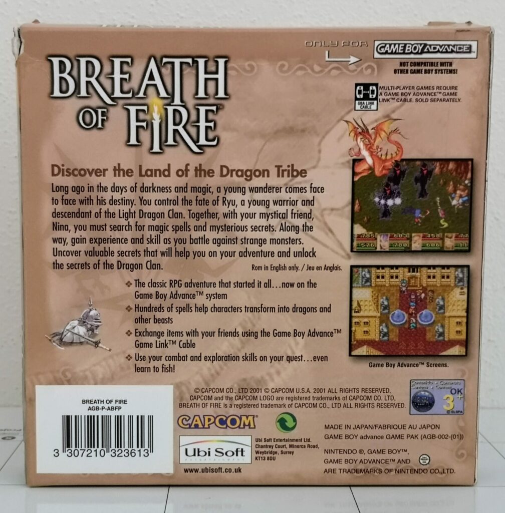 Breath OF Fire (GameBoy Advance, Capcom 2001), copertina retro