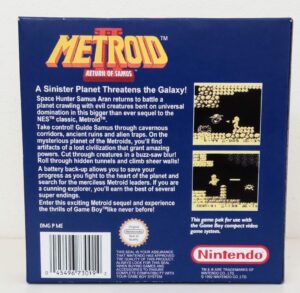 Metroid II: Return of Samus (1992 Nintendo Game Boy), copertina posteriore
