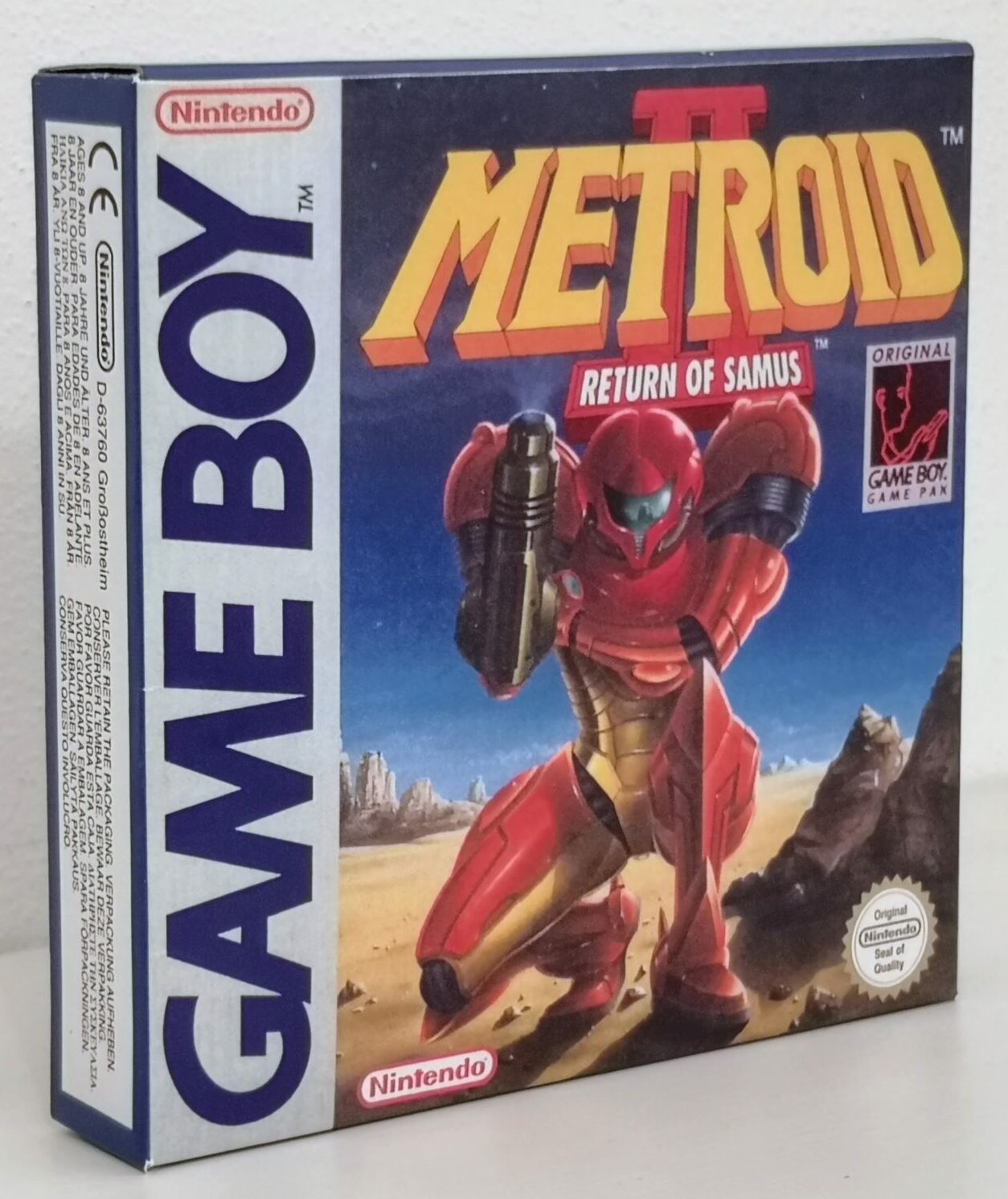 Metroid II: Return of Samus (1992 Nintendo Game Boy), vista copertina frontale