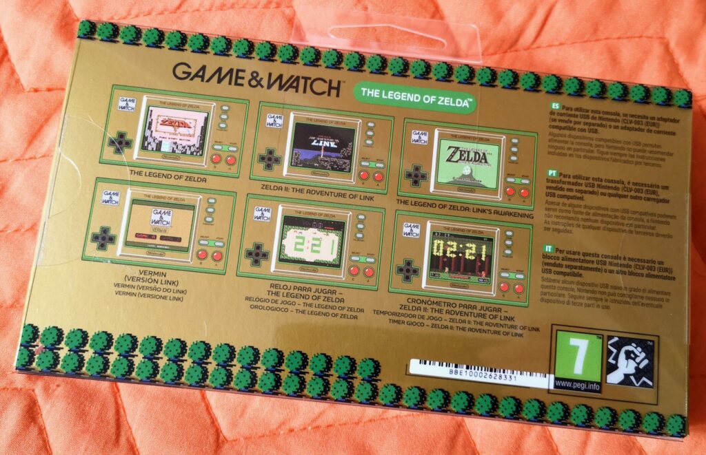 Game & Watch: The Legend of Zelda, vista retro confezione