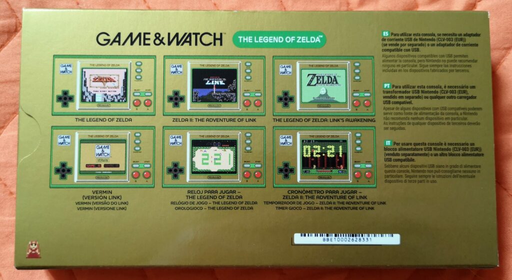 Game & Watch: The Legend of Zelda, scatola retro