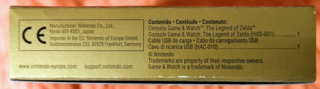 Game & Watch: The Legend of Zelda, scatola lato 2