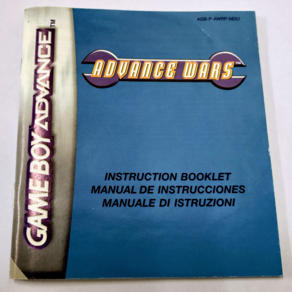 Advance Wars, frontale del manuale di istruzioni